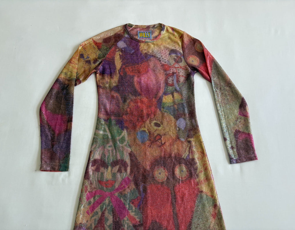 Walter Van Beirendonck Runway Print W Lt 1997-1998 Silver Slogan Kiss Vintage The Future Dress