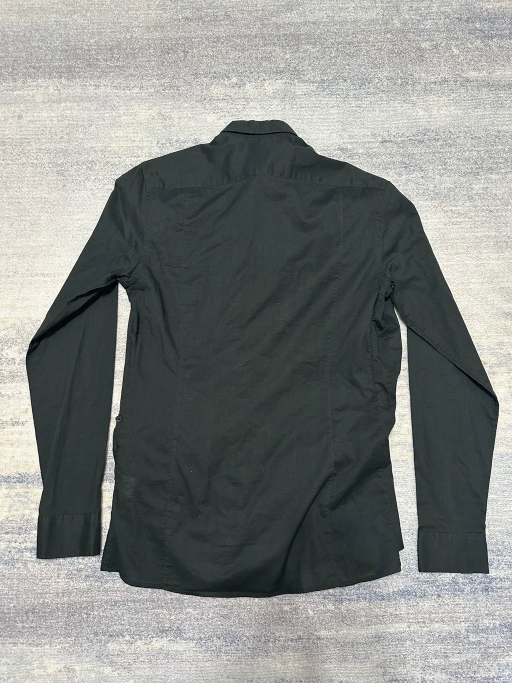 Balmain Fw1 FW17 Black Draped Hidden Placket Cotton Shirt