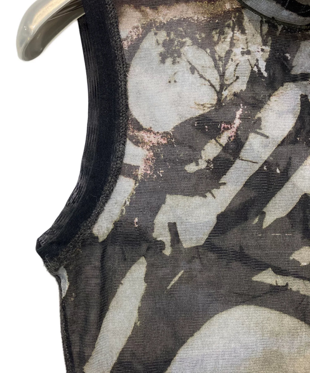 Jean Paul Gaultier Portrait Turtleneck Sleeveless Mesh Top