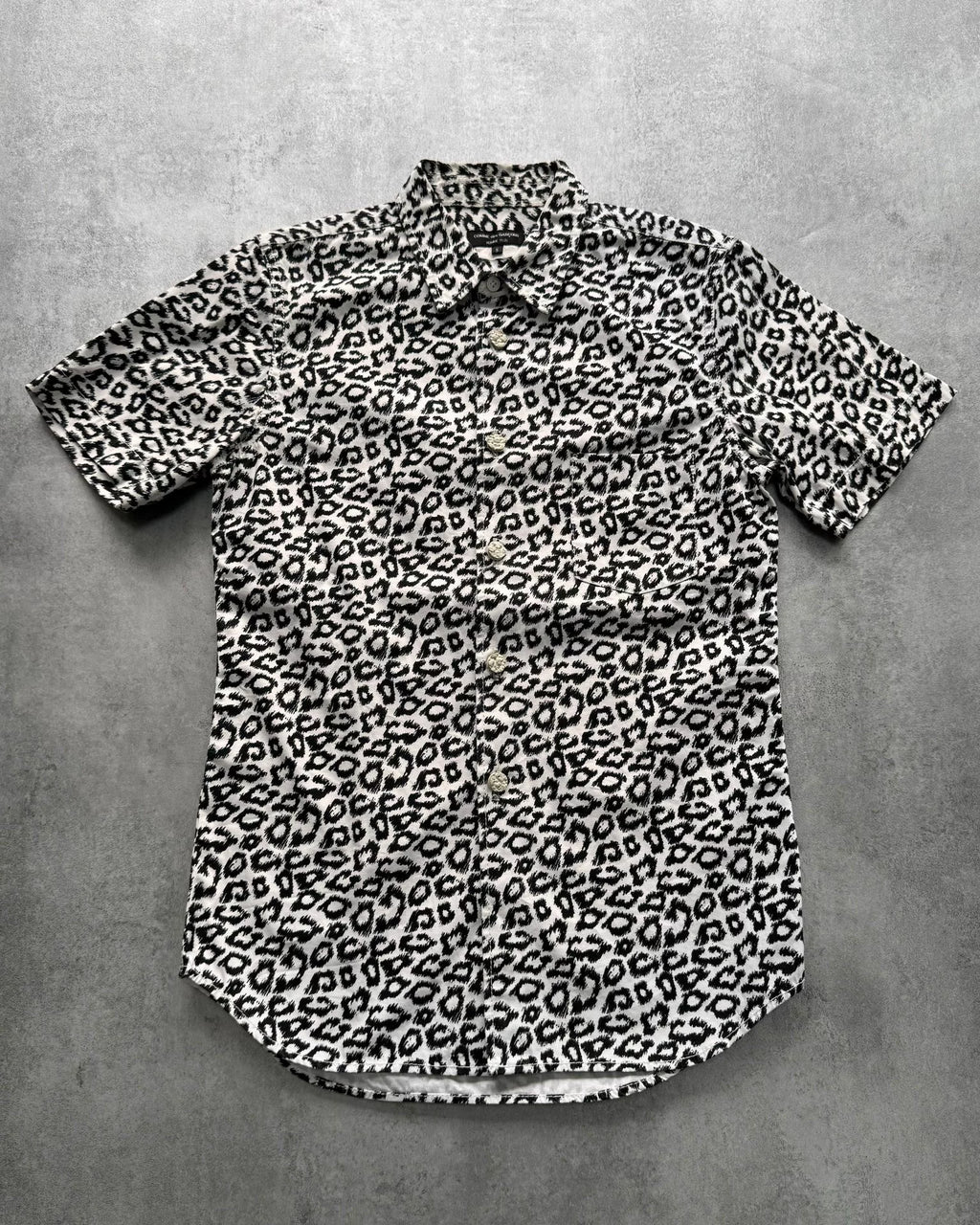 Comme Des Garcons Homme Plus SS13 Black White Leopard Stand-Collar Short-Sleeve Shirt