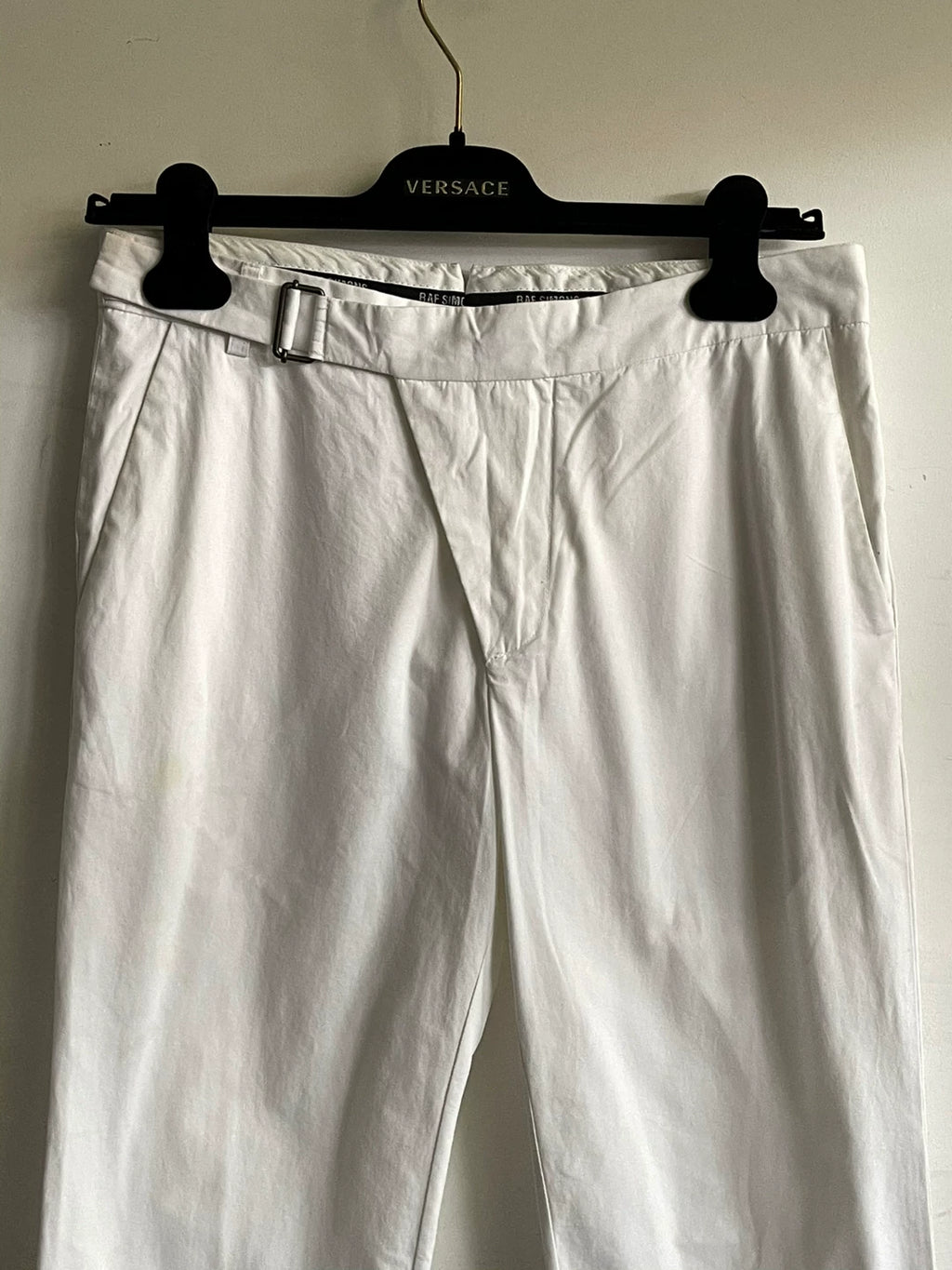 Raf Simons SS09 slanted front button waist belt suit pants long pants