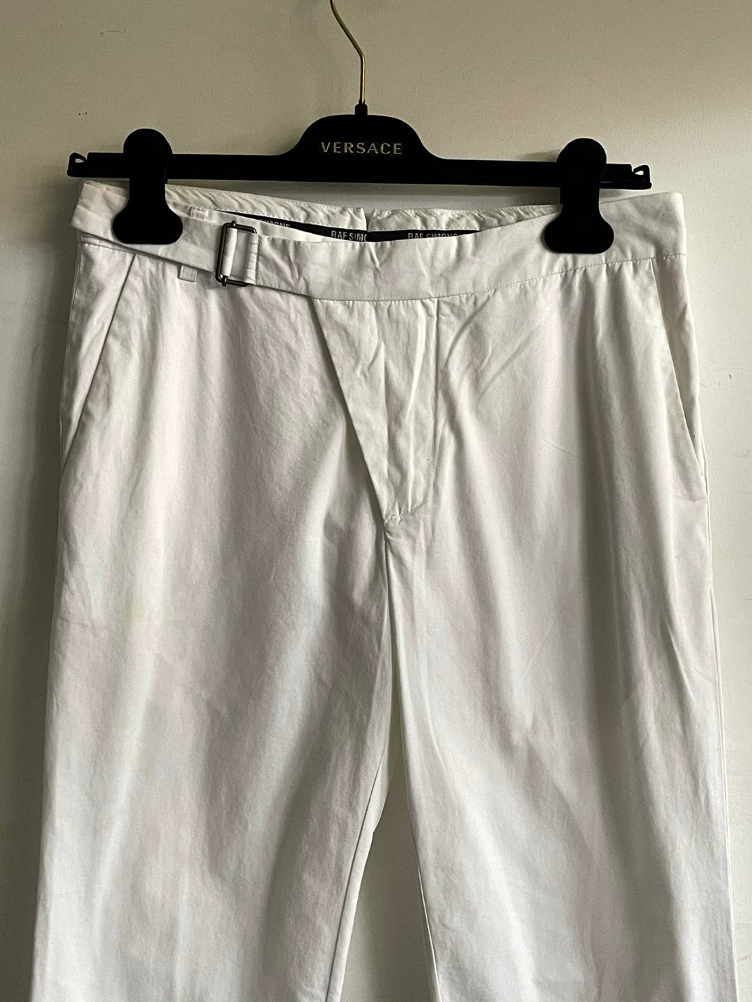Raf Simons SS09 slanted front button waist belt suit pants long pants