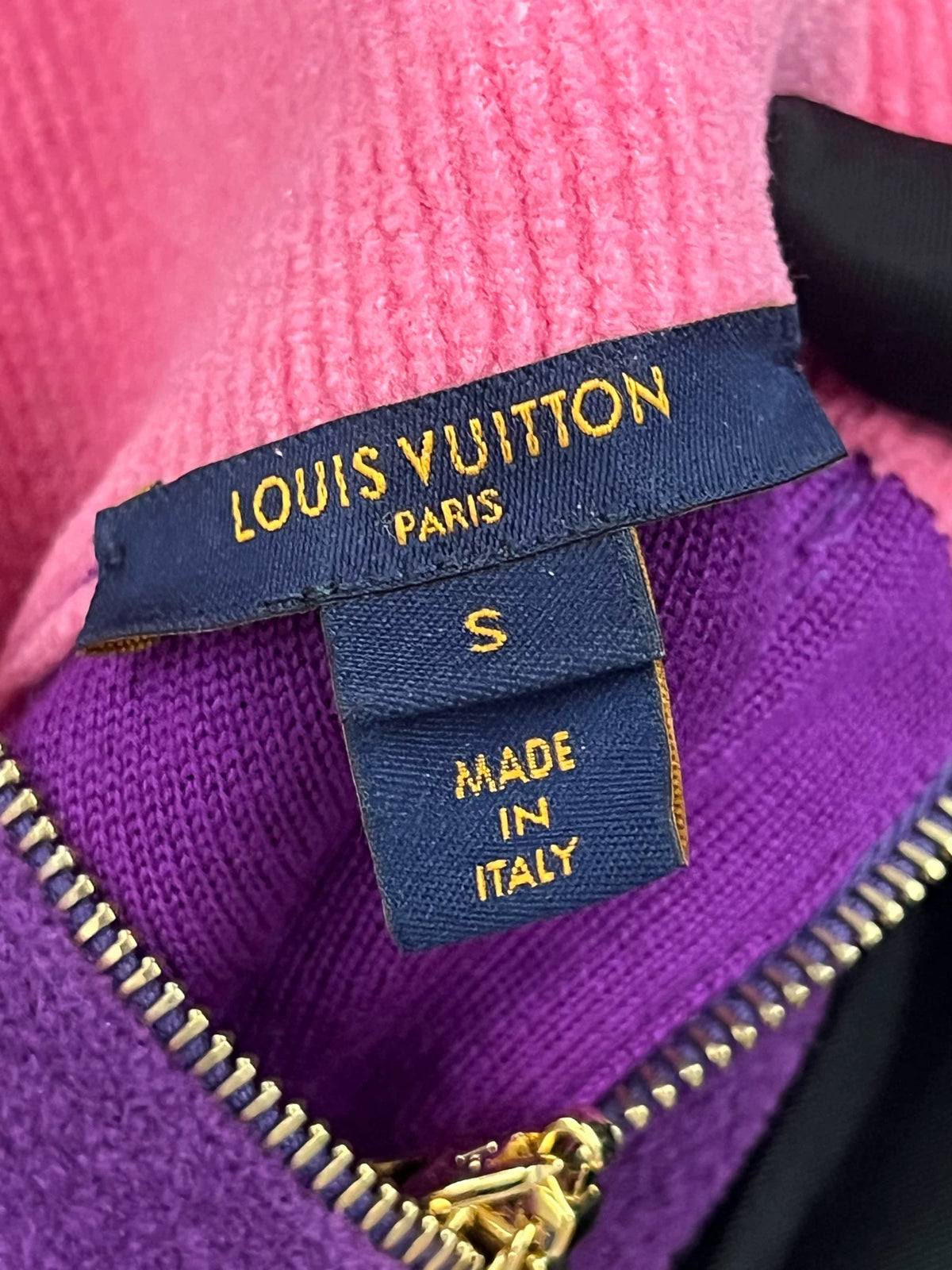 LouisVuitton Classic Logo Half-Zip Navy Collar Sweater