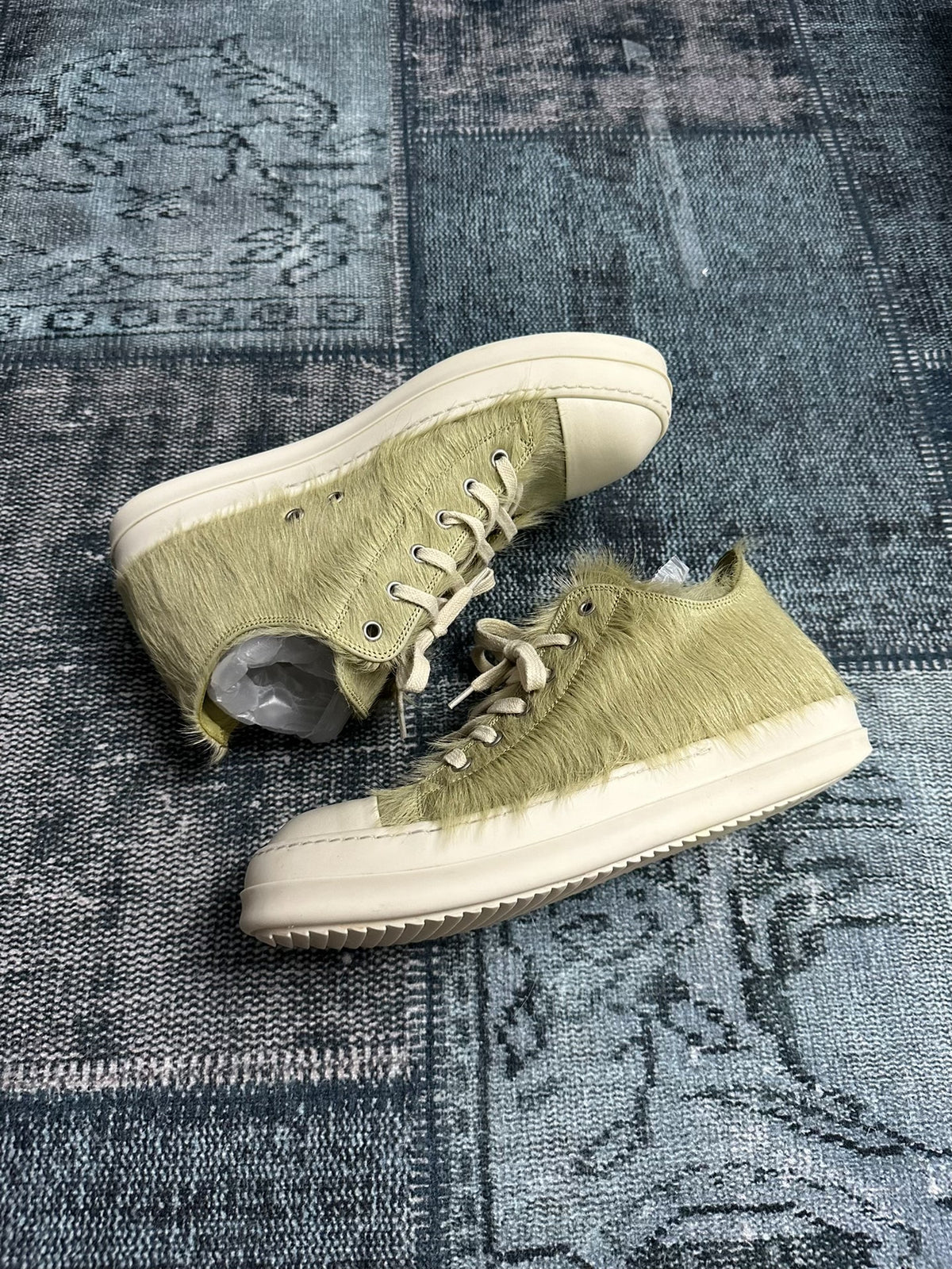 Rick Owens mainline green horsehair low-top large Converse style