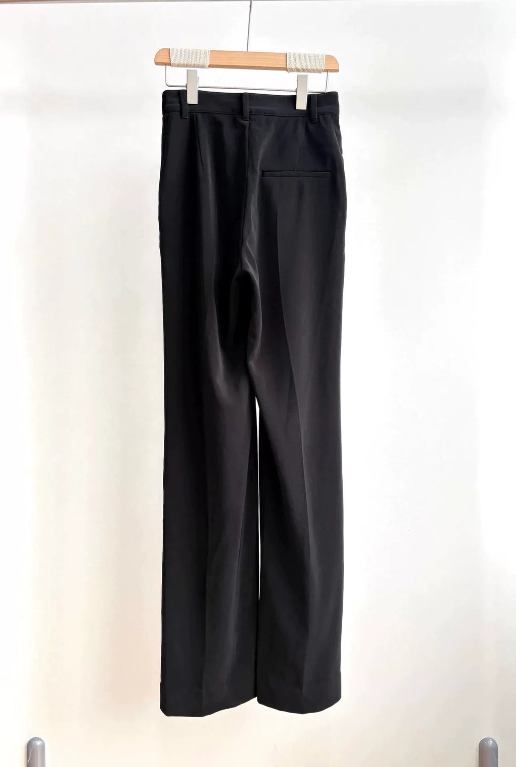 Balenciaga Black V-Logo Label Straight Wide-Leg Pants