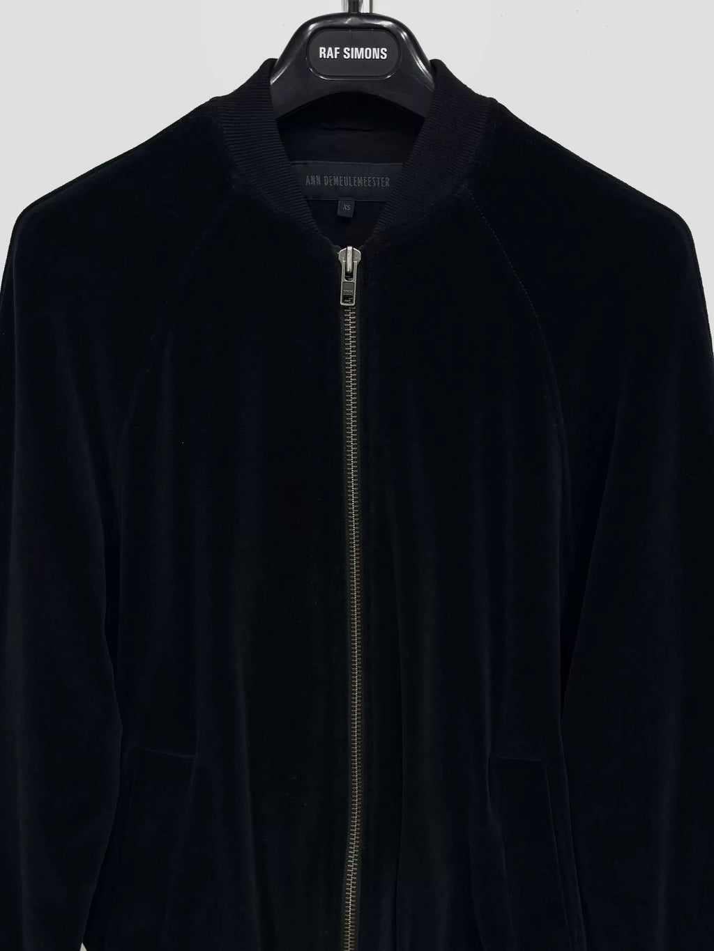 Ann Demeulemeester Black Velvet Zip Bomber