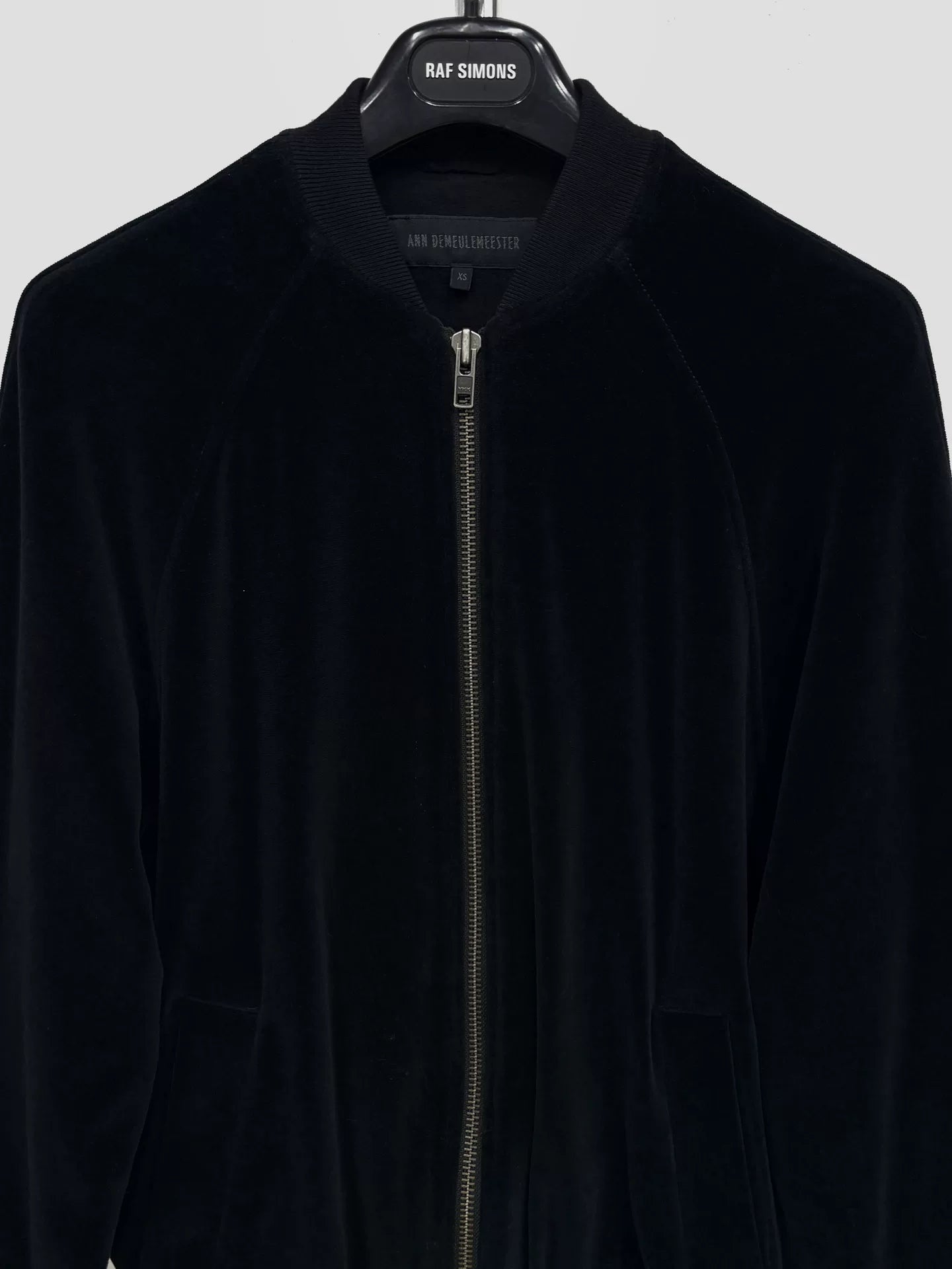 Ann Demeulemeester Black Velvet Zip Bomber