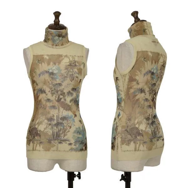 Jean Paul Gaultier Vintage Beige Floral Bird Mesh Top