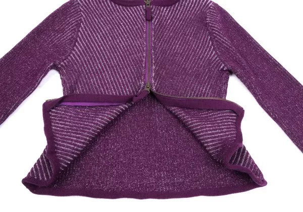 Jean Paul Gaultier Vintage Purple Zip-Up Knit Sweater