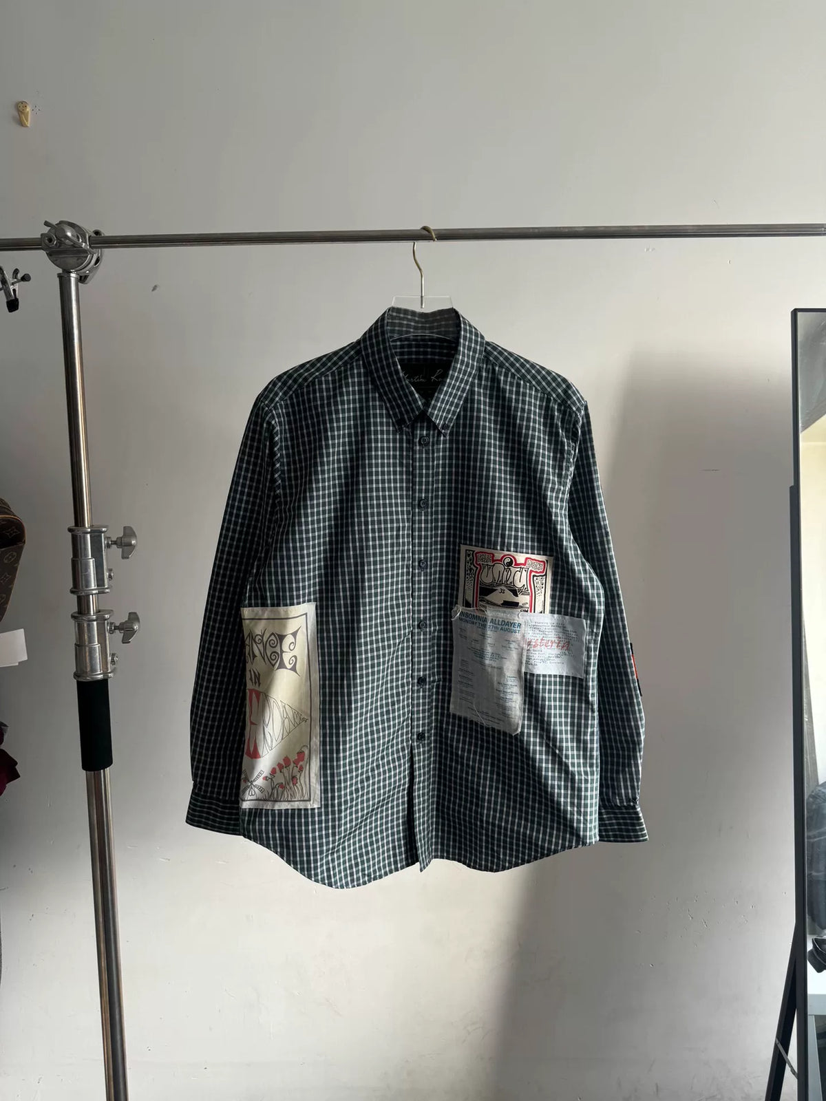 Martine Rose Green Plaid Patchwork Shirt