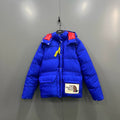 GUCCI x TNF collaboration blue logo down jacket