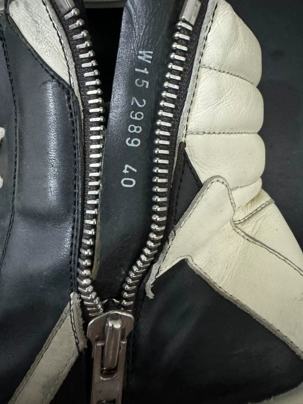 Rick Owens Black and White Inverted-Triangle Leather Sneakers