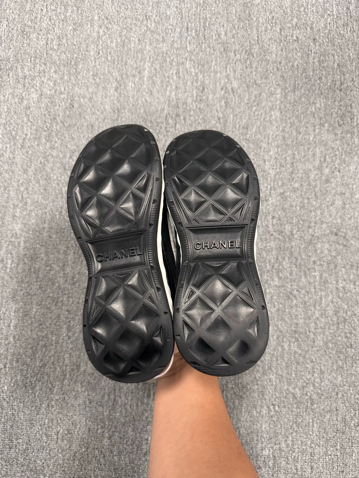Chanel Black & White Double C Logo Sneakers