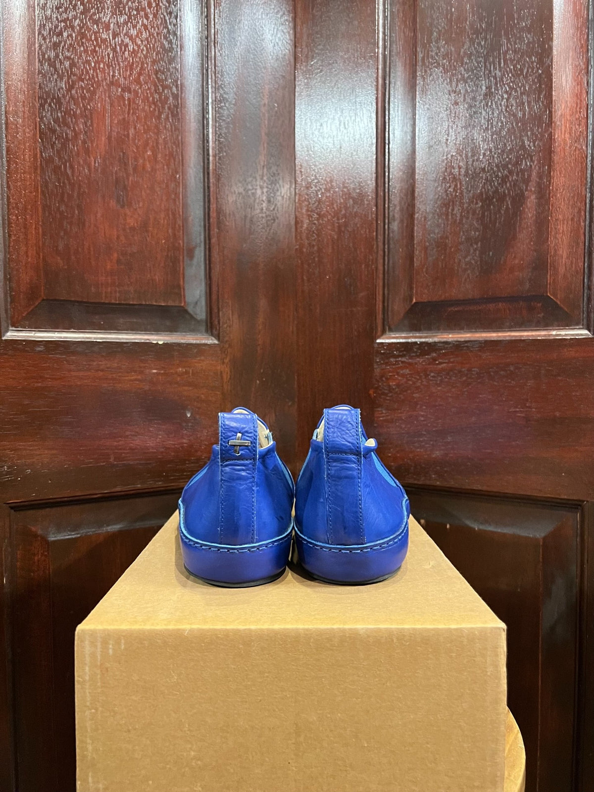 M.A+ Sodalite Blue Slip-On Vacchetta Leather Loafers