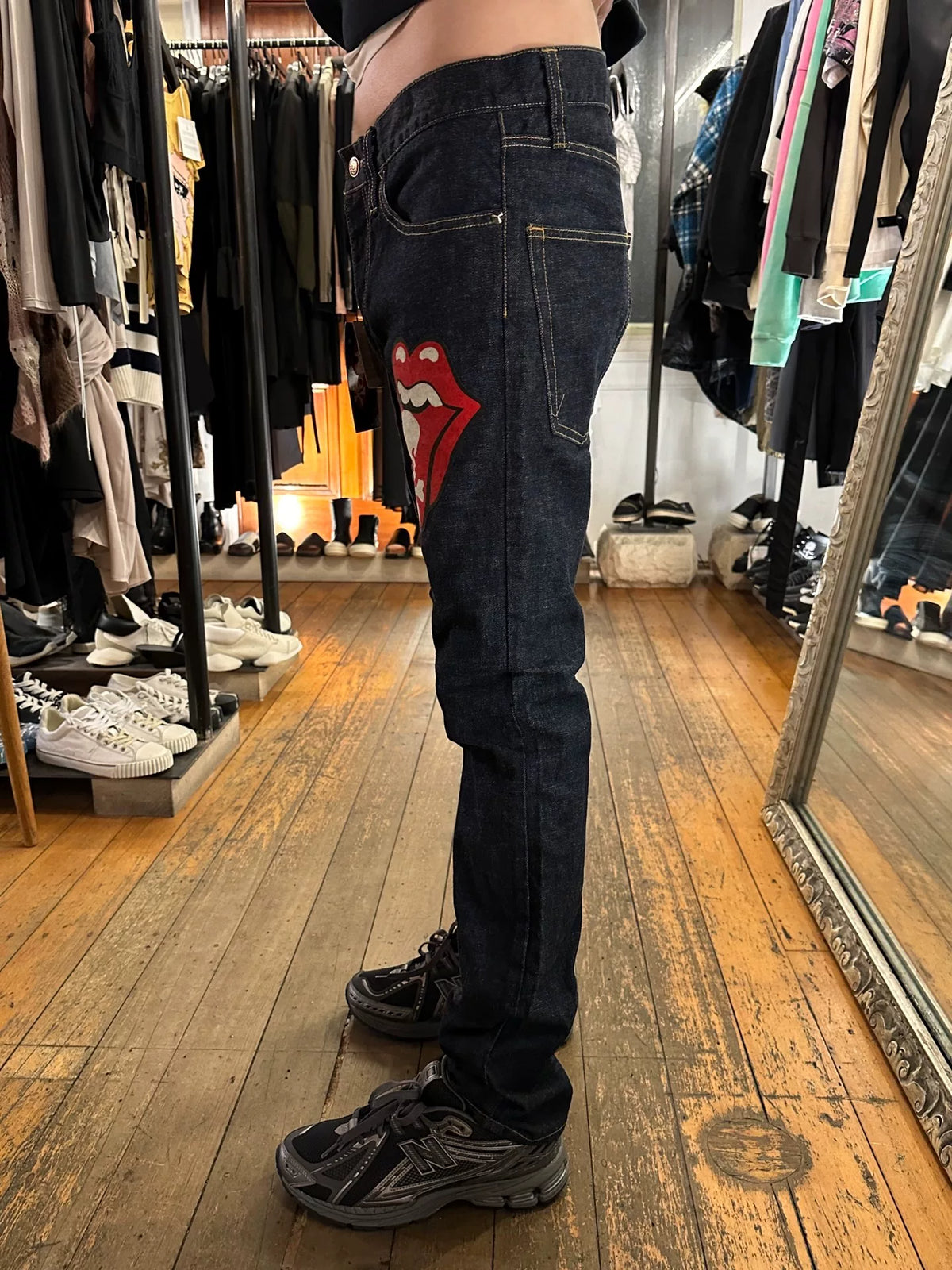 mastermind Japan × Theater8 Rolling Stones Navy Blue One Wash Cotton Denim Jeans