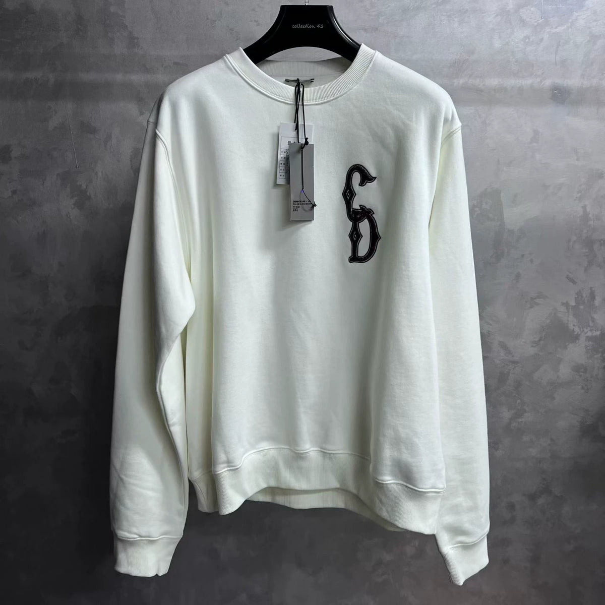 Dior White Logo Embroidered Crew Neck Sweater