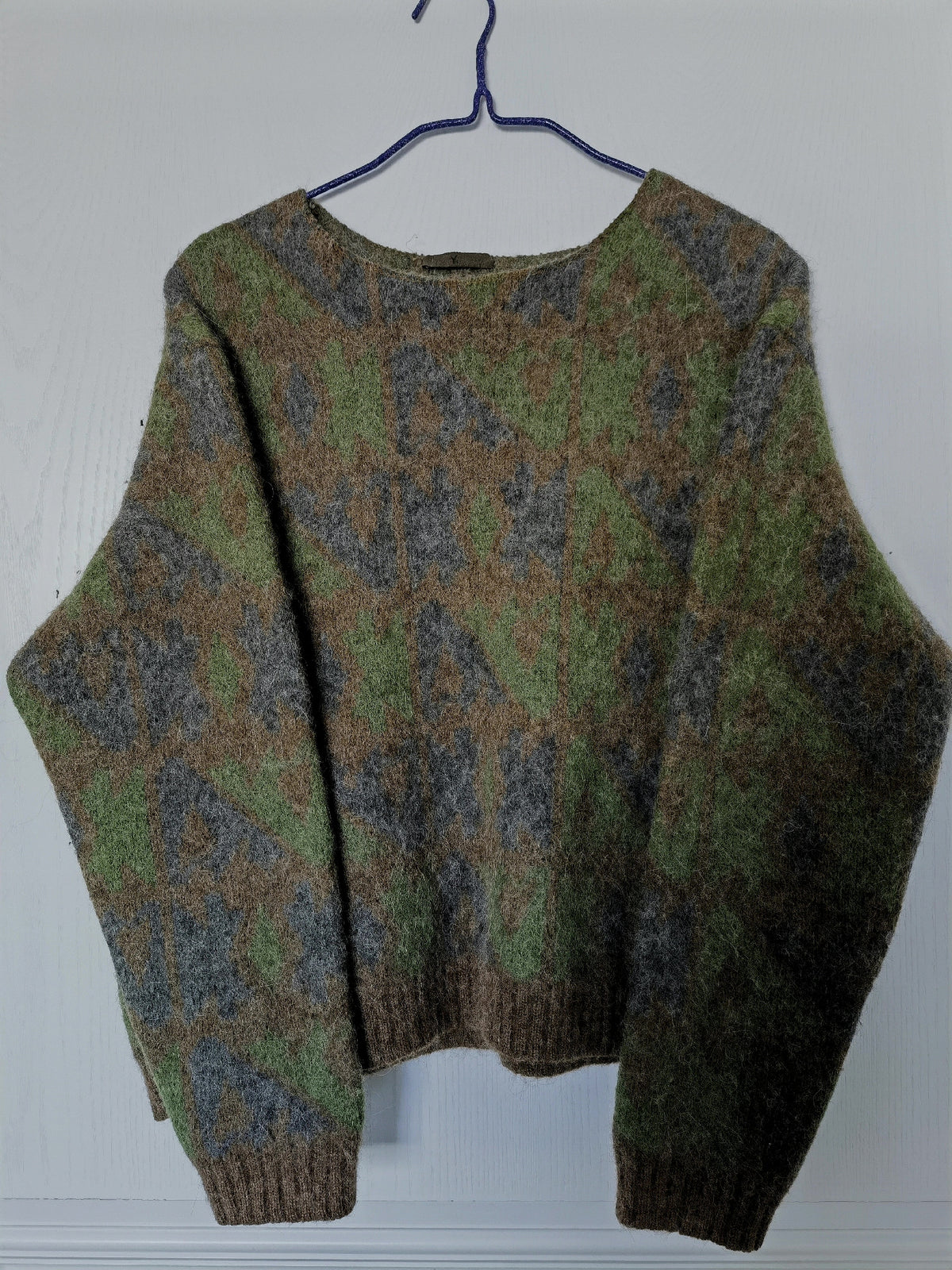 yohji yamamoto camouflage boxy short wide sweater