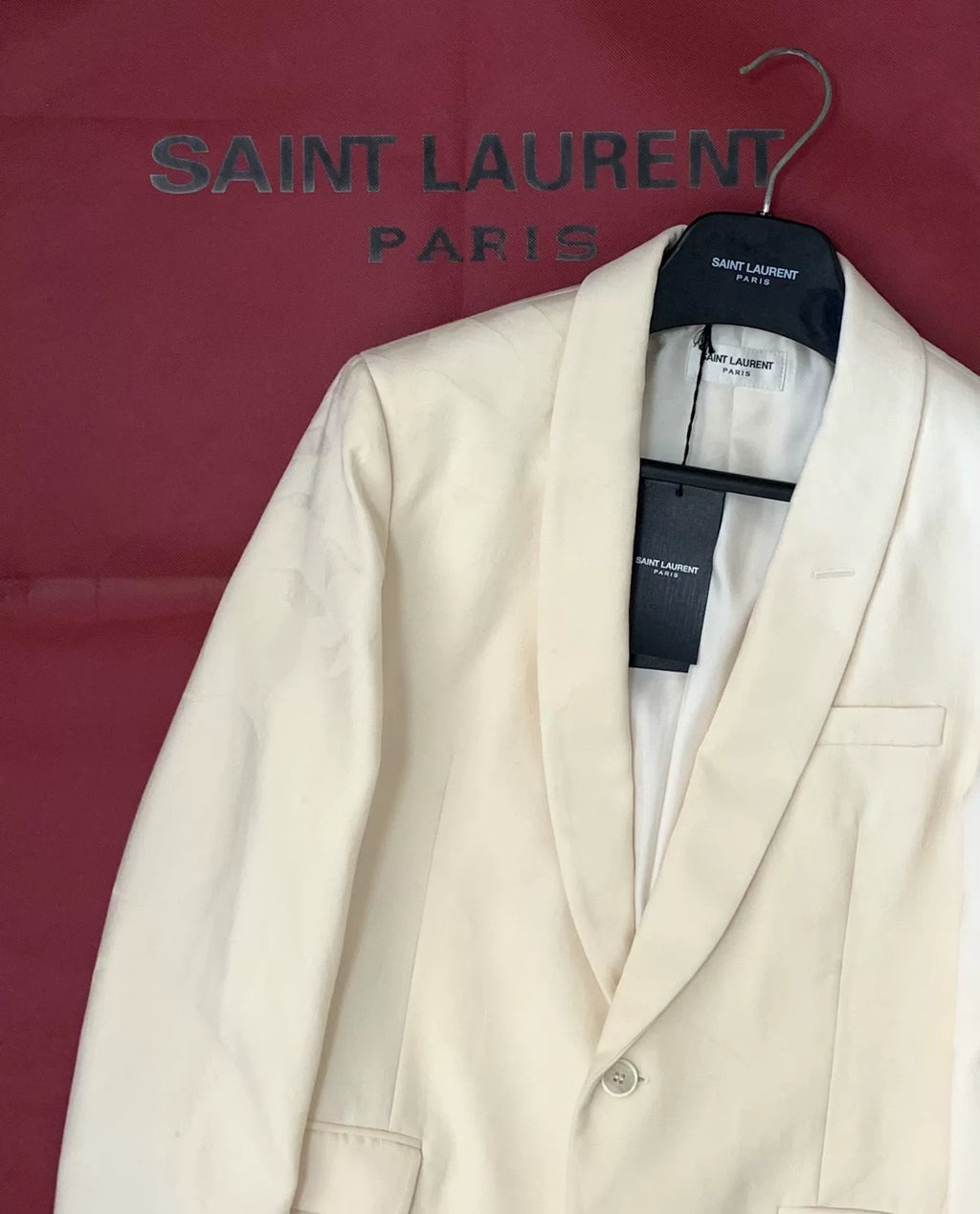 Saint Laurent 21SS Runway Off-White Silk Wool Suit