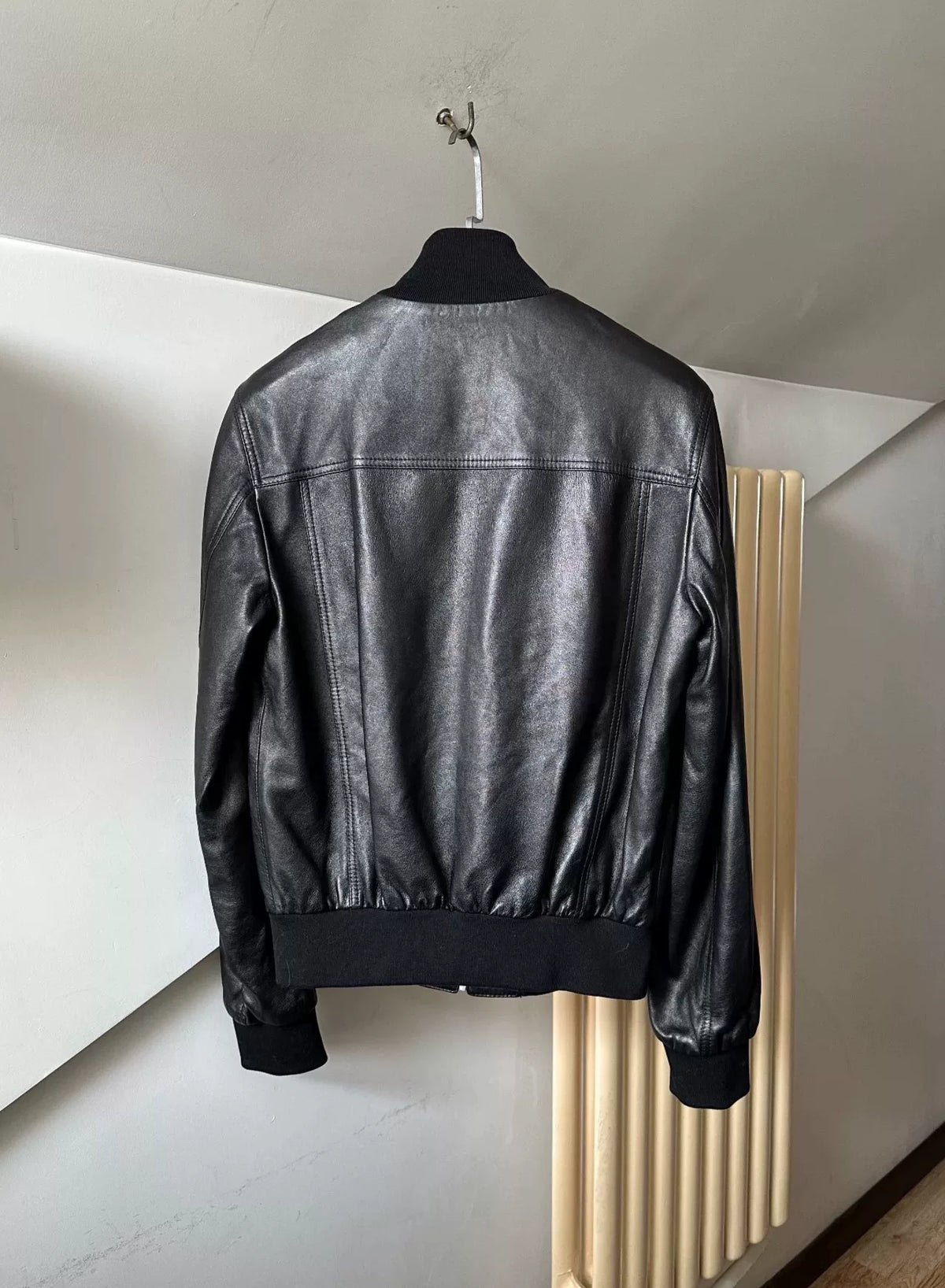 DOLCE & GABBANA multi-pocket leather bomber jacket
