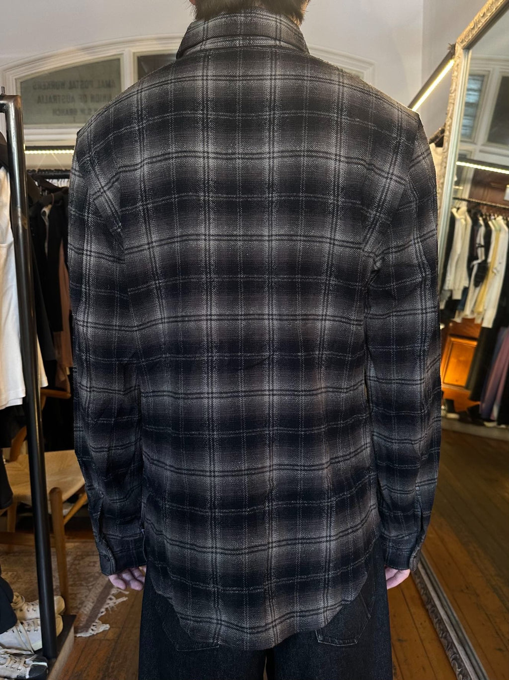 roarguns FW11 Grey Black Plaid Cotton Silk Shirt