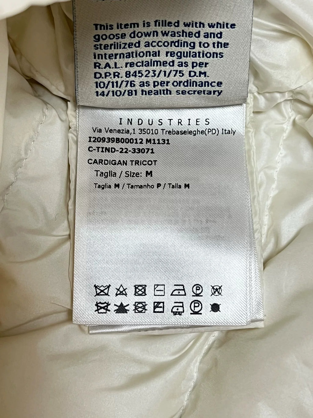 Moncler White Wool-Panel Down Jacket