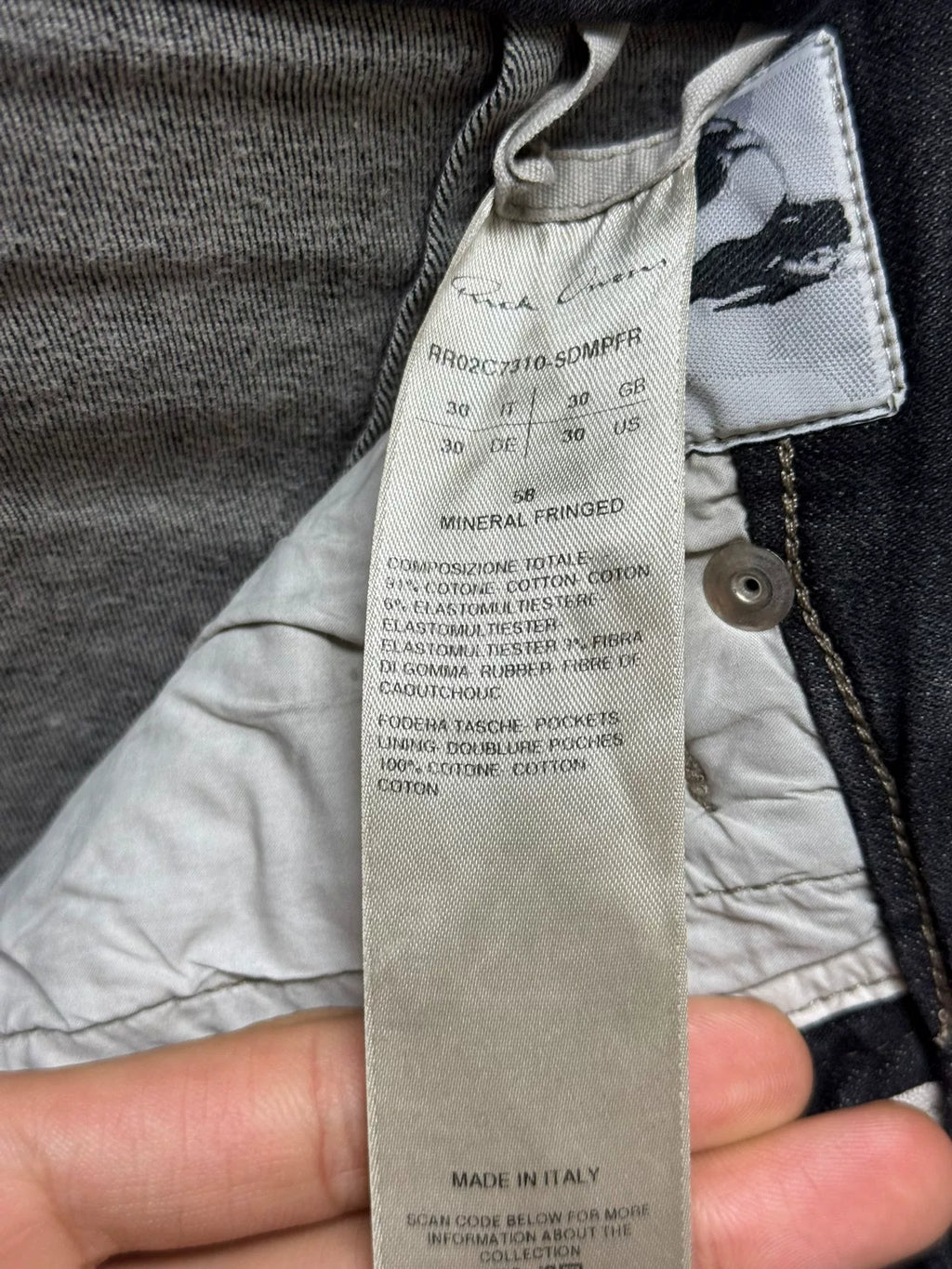 Rick Owens stone-washed distressed tassel pants-skirt