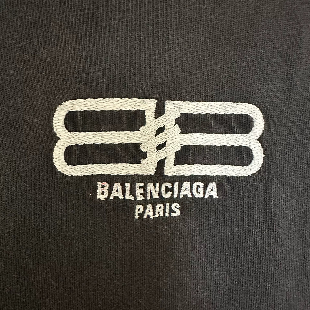 Balenciaga BB Intertwined Embroidered Charcoal Black Top