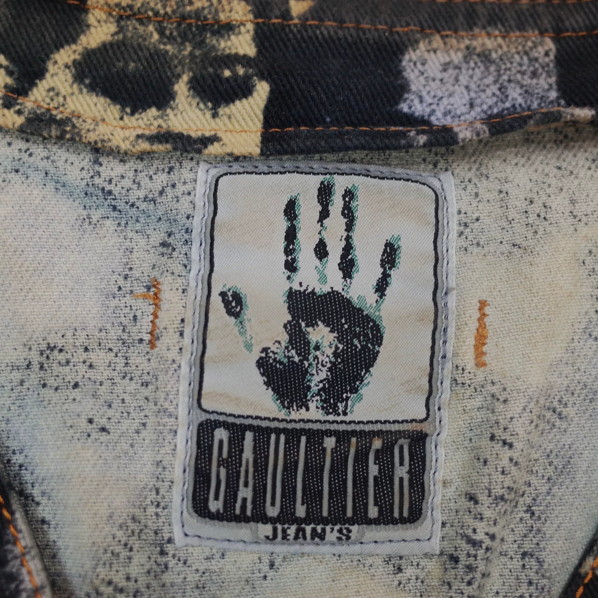 1992 Fall/Winter Jean Paul Gaultier Face Print Denim Vest