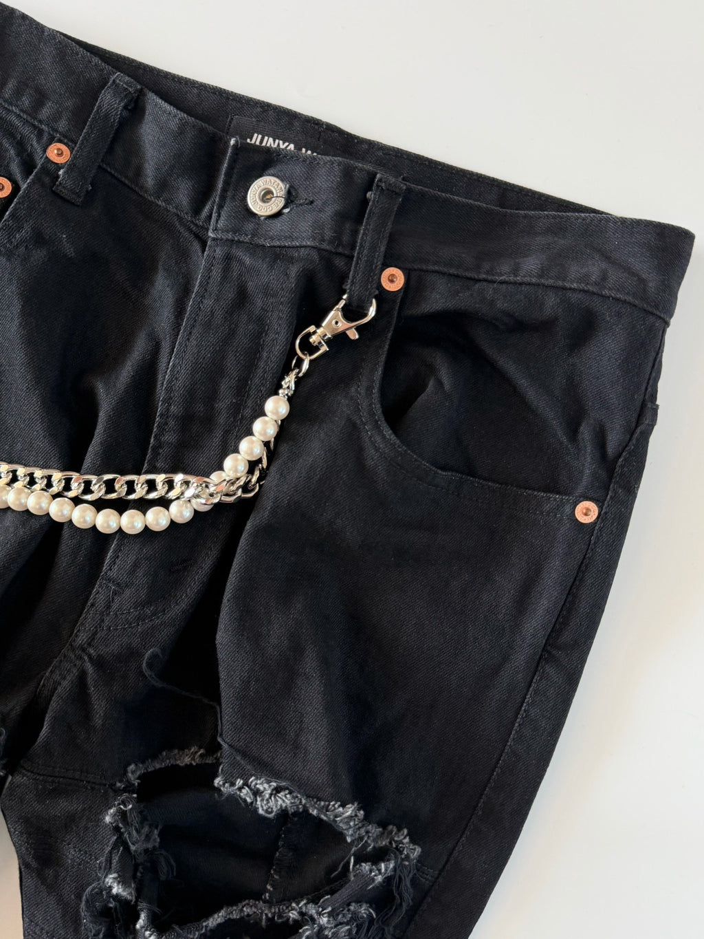 Junya Watanabe 23SS beaded distressed ripped jeans