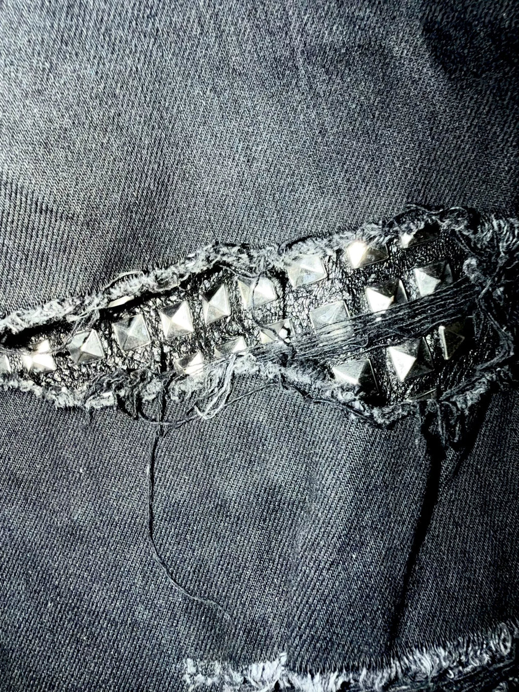 Saint Laurent D02 Black Rivet Distressed Denim Trousers by Hedi Slimane