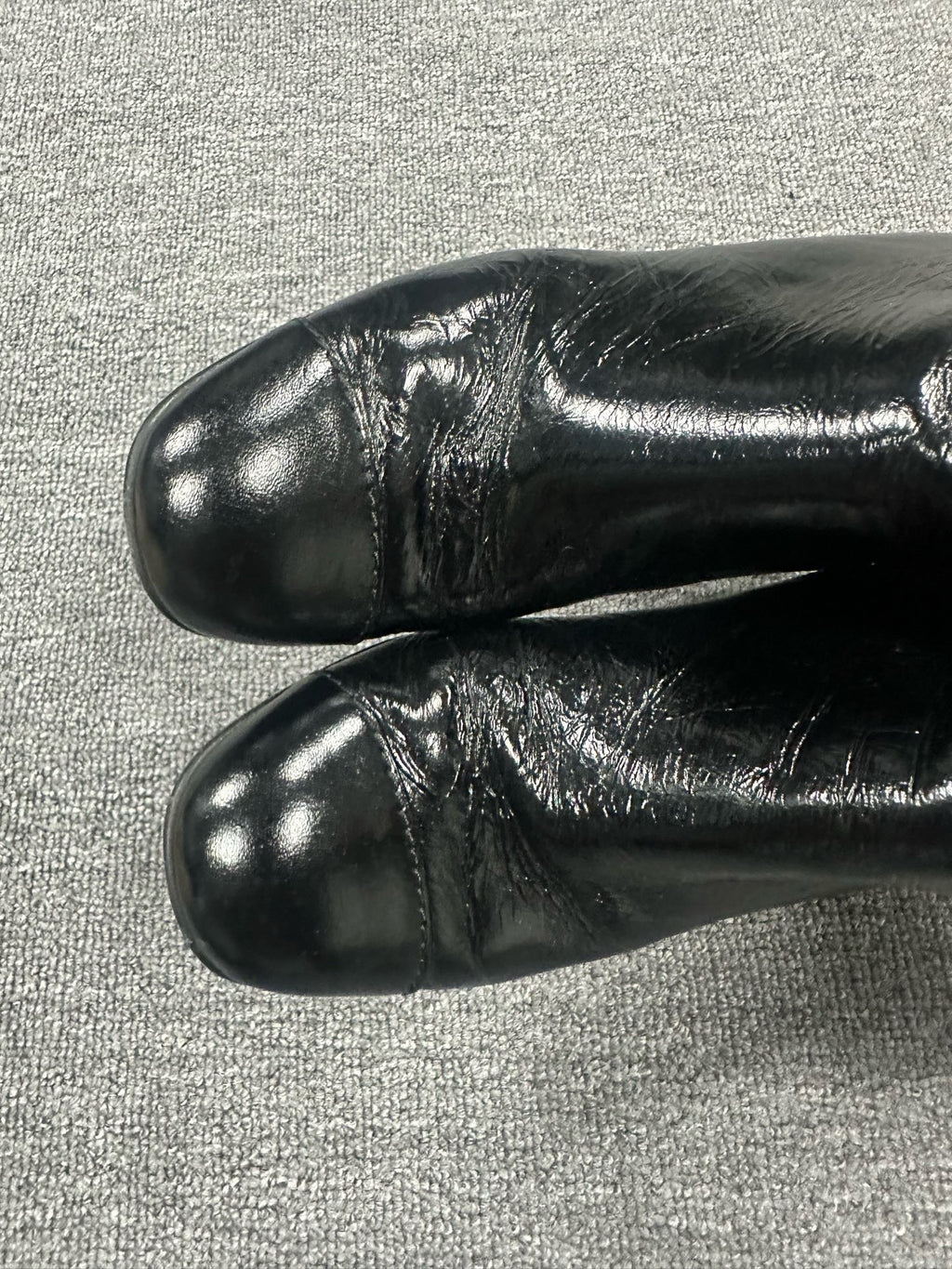 Chanel Black Chunky Heel Oil Wax Leather Ankle Boots