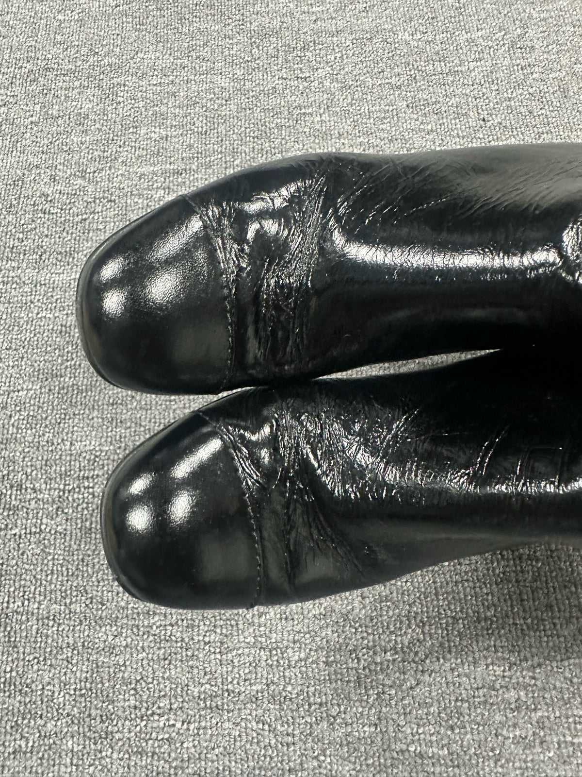 Chanel Black Chunky Heel Oil Wax Leather Ankle Boots