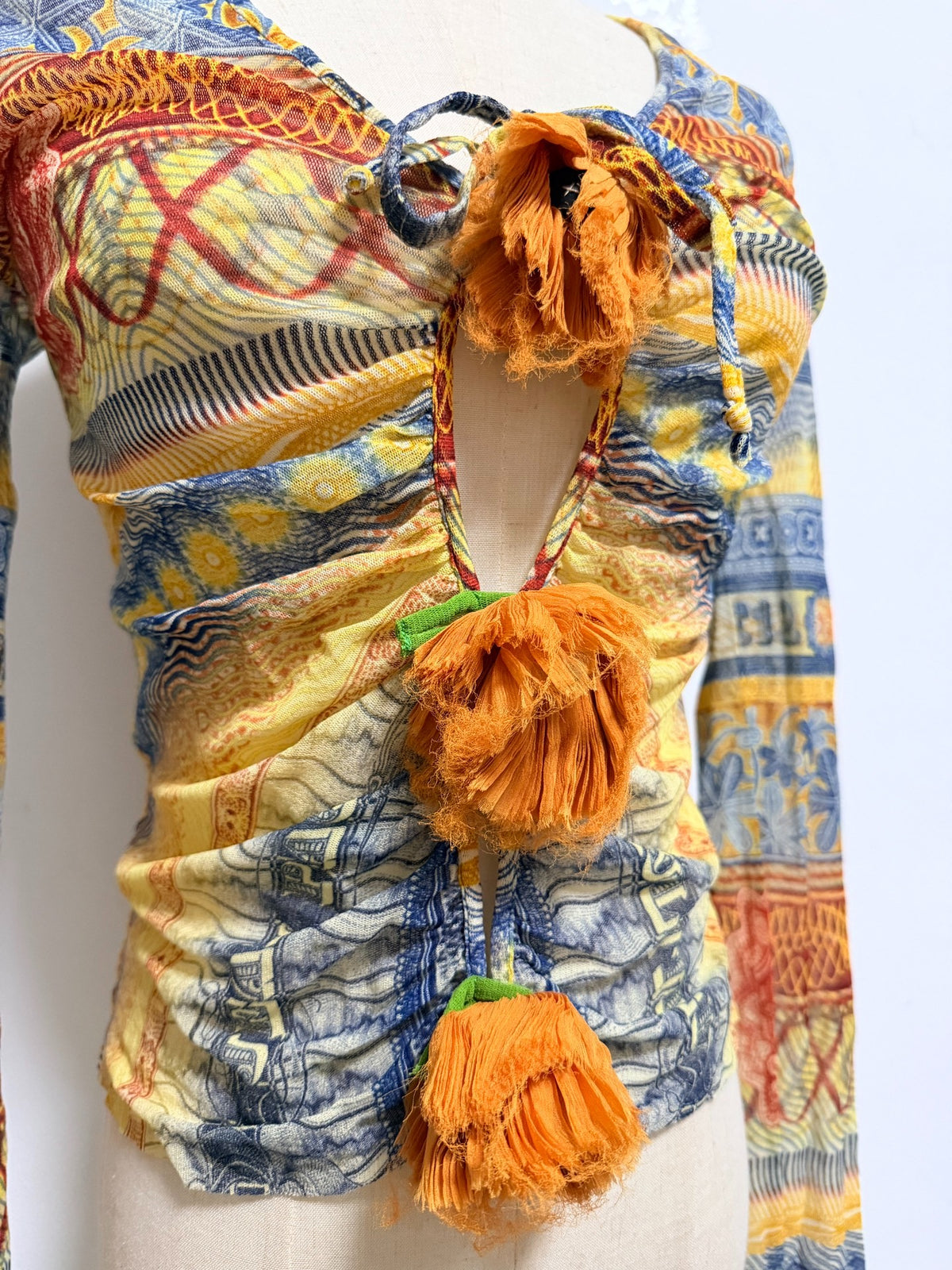 Jean Paul Gaultier Printed Top Mesh Top