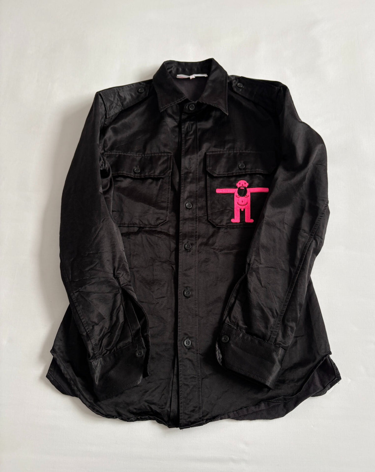 Walter Van Beirendonck runway model embroidered work‑wear shirt