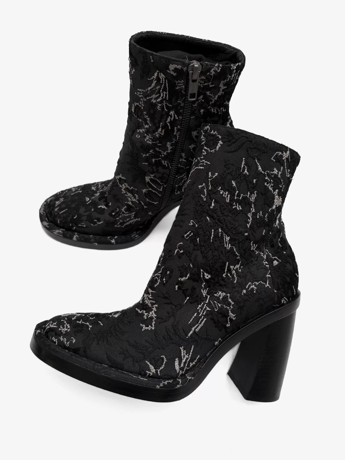 Ann Demeulemeester SS15 Fabric Embroidered Arc Heel Boots