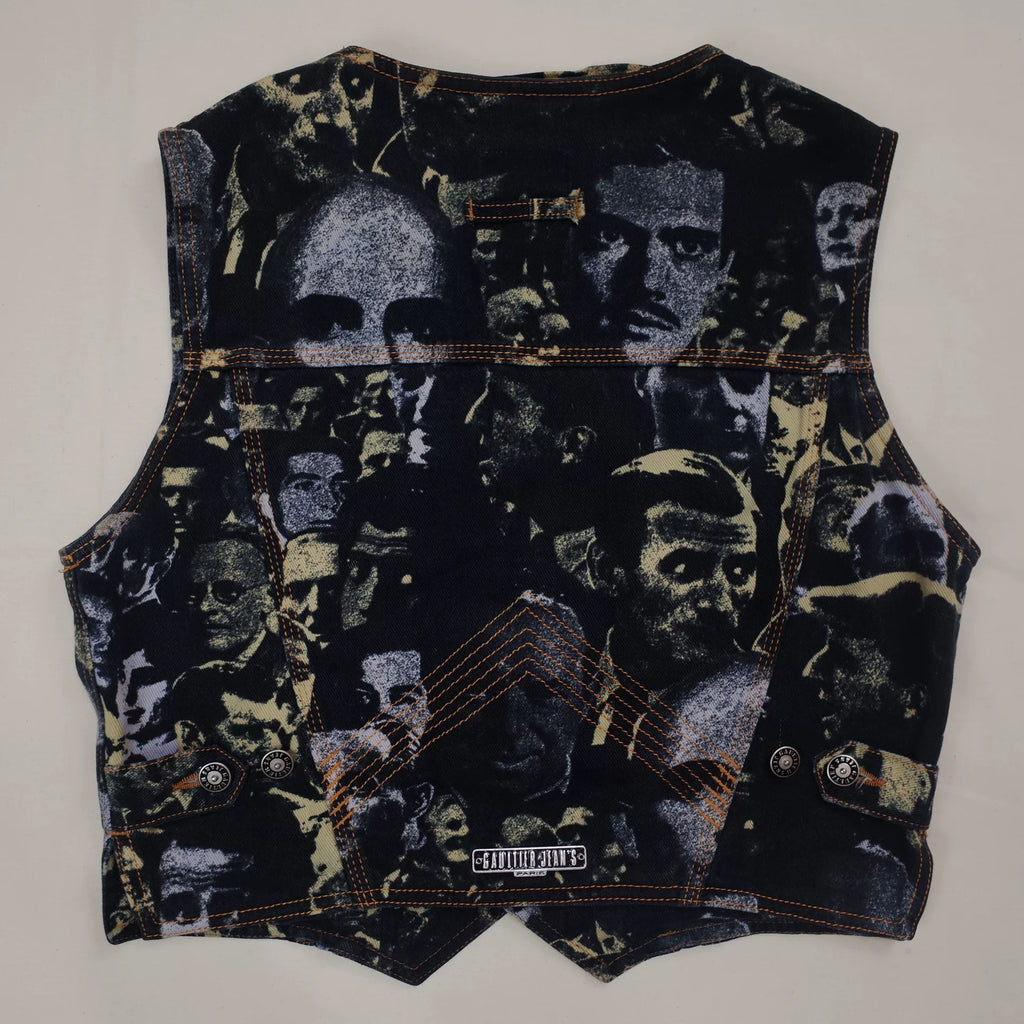 1992 Fall/Winter Jean Paul Gaultier Face Print Denim Vest
