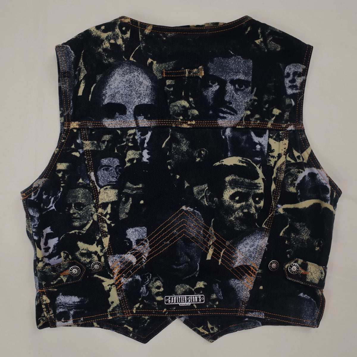 1992 Fall/Winter Jean Paul Gaultier Face Print Denim Vest