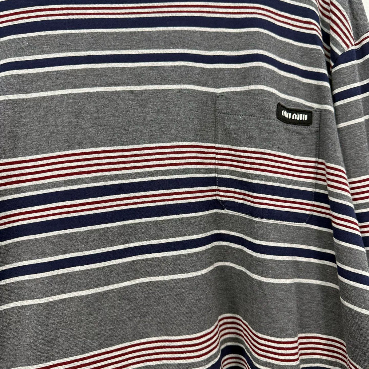 Miu Miu Automne Striped Logo Long Sleeve Top