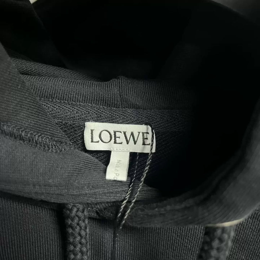 Loewe Black Logo Patch Drawstring Hooded Sweater