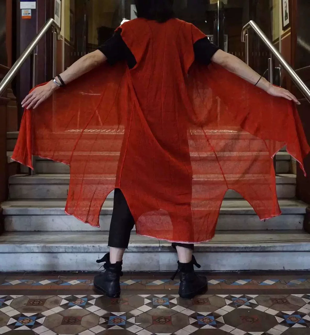 M.A+ SS15 Red Knitted Hooded Linen Gilet