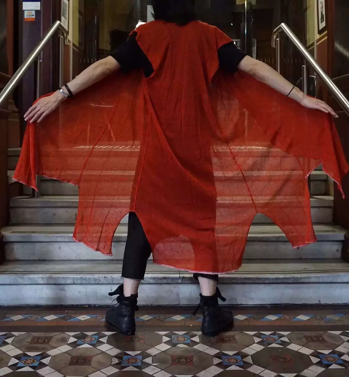 M.A+ SS15 Red Knitted Hooded Linen Gilet