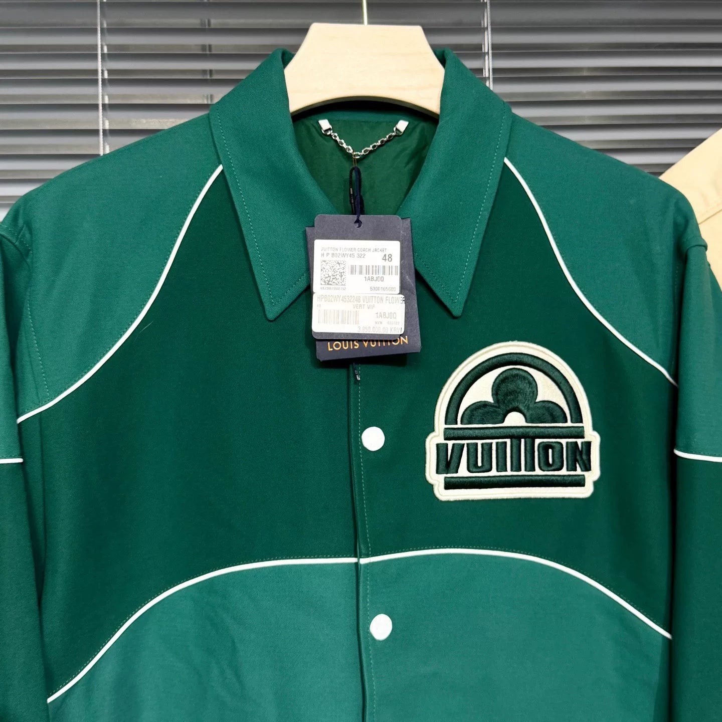Louis Vuitton SS24 Green Polyester Three-Flower Embro Lapel Jacket