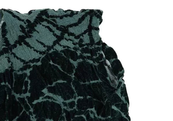 Issey Miyake Vintage Green Patterned Pleated Dress