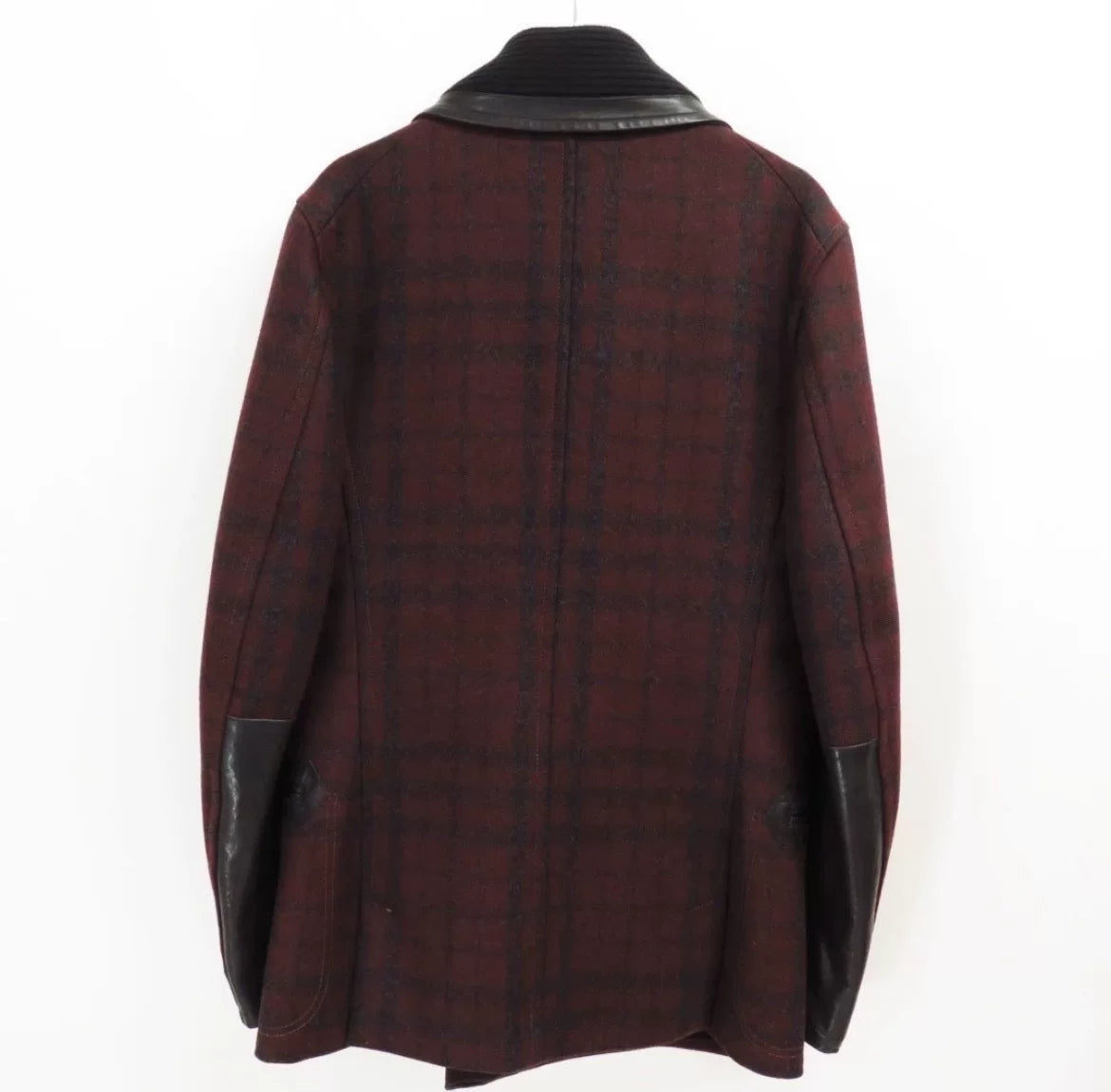 John Galliano AW10 Runway Leather-Panel Wool Plaid Jacket