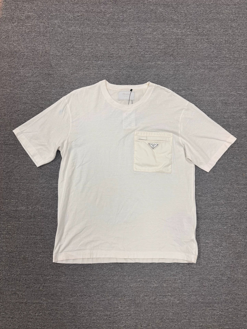 Prada Nylon Patchwork Pocket Triangle Logo Short-Sleeve Top