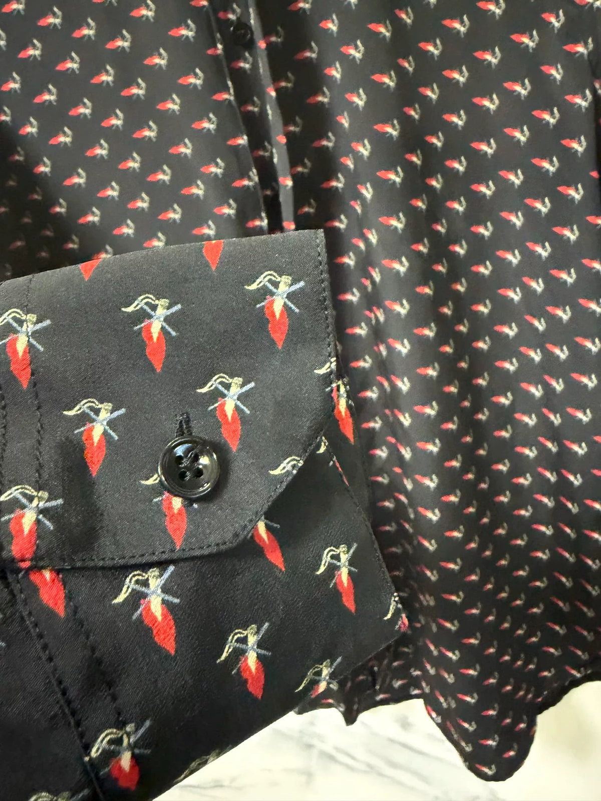 Saint Laurent Black Print Long Sleeve Shirt