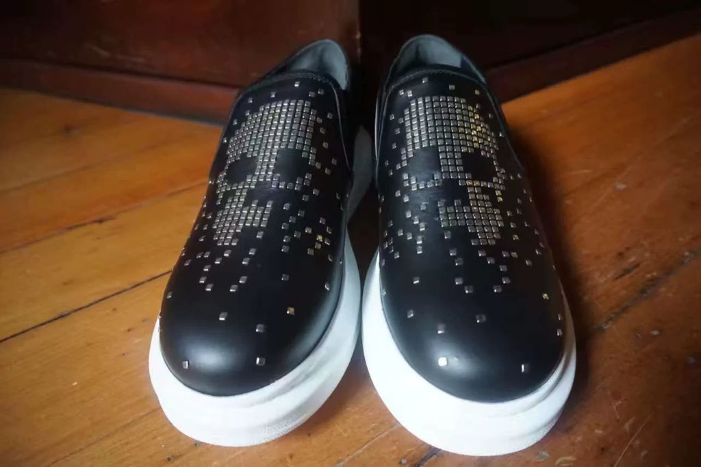 Alexander McQueen SS16 Black Studded Skull Platform Sneakers