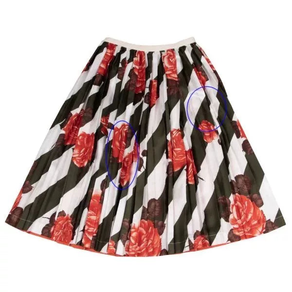 COMME des GARCONS Vintage Red Floral Pleated Skirt