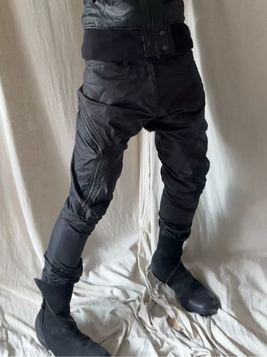Julius FW22 Dark Vanguard Multi-Zip Coated Polyester Cotton Pants