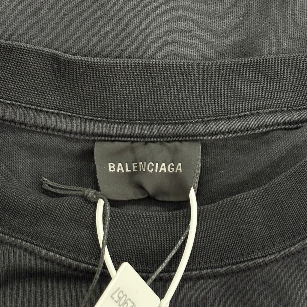 Balenciaga Washed Vintage Crystal Logo Short Sleeve T-Shirt